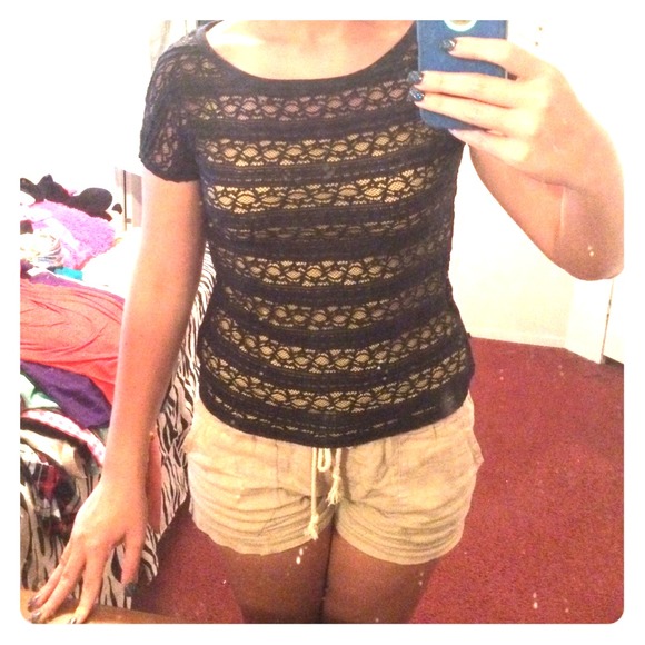 Navy Lace Top