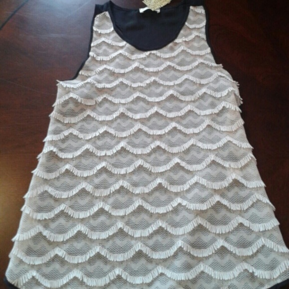 Lace see through back long tank