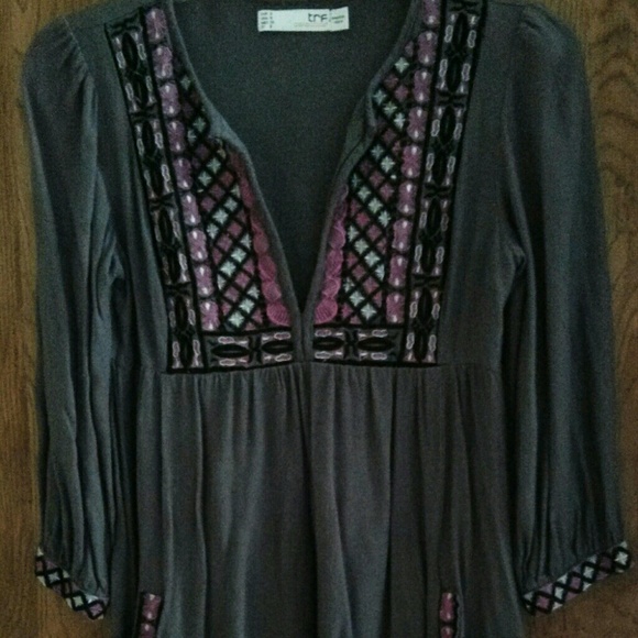 Zara trf Boho gray embroidered dress.. Sold!