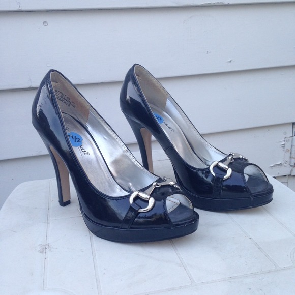 Black peep toe stilettos