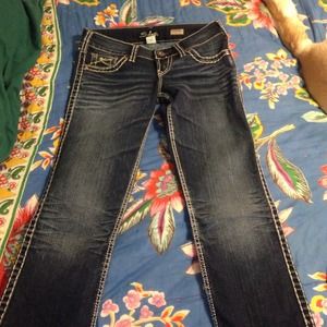 Dark blue boot cut jeans
