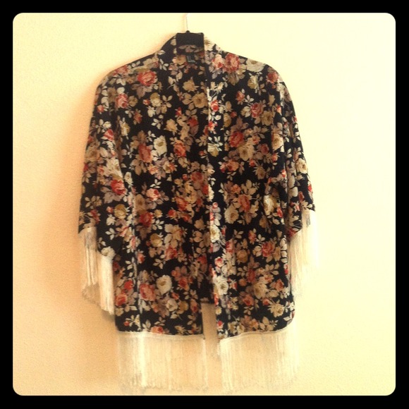 Silk and fringe kimono