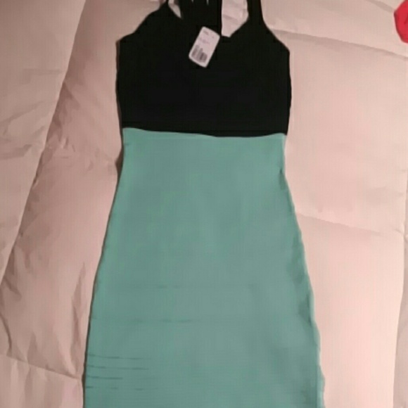 Mint and Black Bandage Style Dress