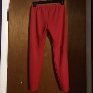 Bright red leggings