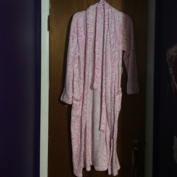 Light pink zebra print bathrobe
