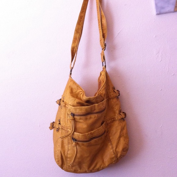 Distressed style mustard yellow purse