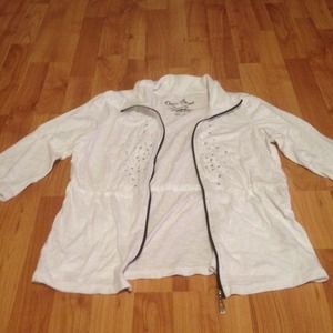 White zip up cardigan/jacket