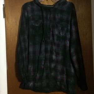 semi button down hoodie BUILT IN HEADPHONES