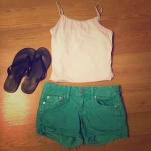 Turquoise Corduroy Jean Shorts