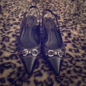 Authentic Coach sling back kitten heels