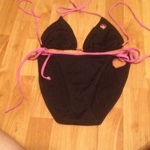 Pink and black bikini