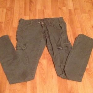 Army green "cargo" skinny jeans