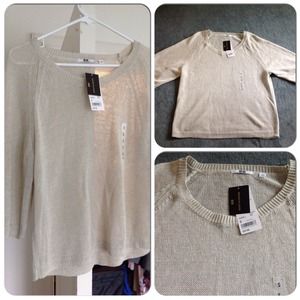 Uniqlo premium linen 3/4 sleeve mesh sweater