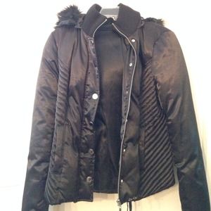 Bebe black puffer jacket with hood