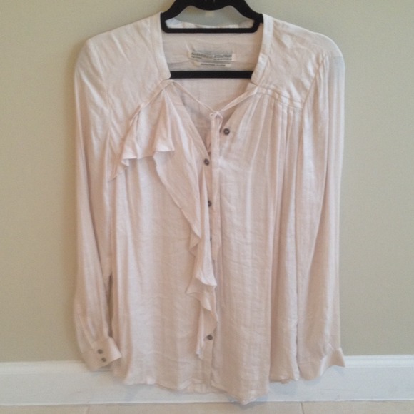 All Saints Tops - All Saints Japanese Cloth Wrinkle Collarless Shirt