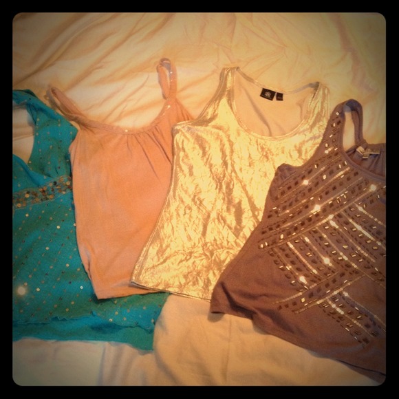 Lot of 4 sparkly summer tops