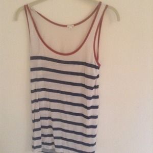 SOLD ❌ JCREW navy & ivory stripped tank w/ red tri