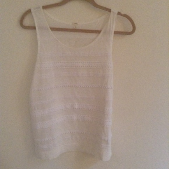 ❌❌JCREW WHITE TANK WITH "POM POM" stripes NWOT SzS