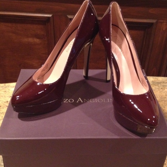 Enzo Angiolini Dark Red Patent Platform Pumps