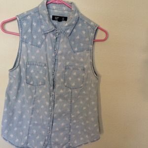 Sailboat Printed Demin Button Up