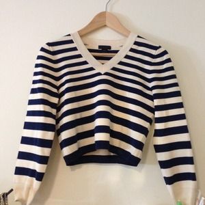 J.Crew collection cropped stripe vneck