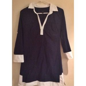 ❌❌JCREW CAMP TUNIC DRESS navy w/ white trim
