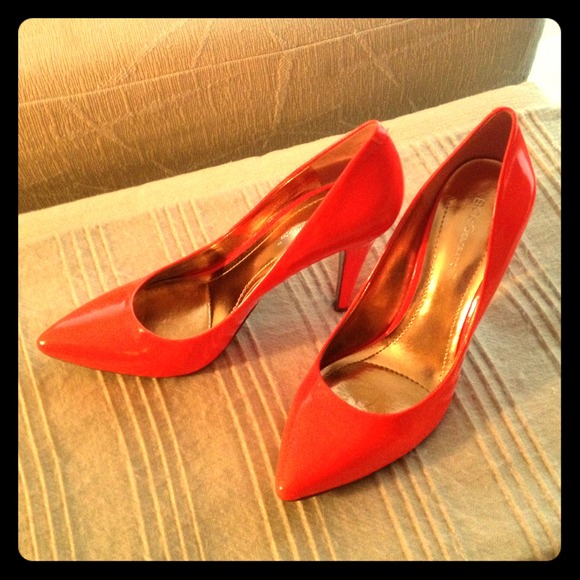 BCBG Neon Orange Patent Pumps NWT