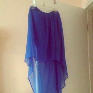 High low blue skirt