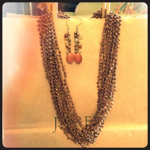 Matching brown tone pierced earrings bead strands - Picture 1 of 4