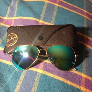 High quality RayBan mirror green/gold