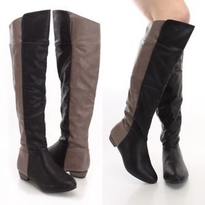 Two Toned Black & Faux Boots