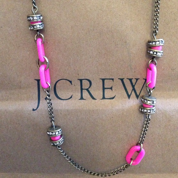 Reduced !! J Crew pink crystals 14 " long - Picture 2 of 4