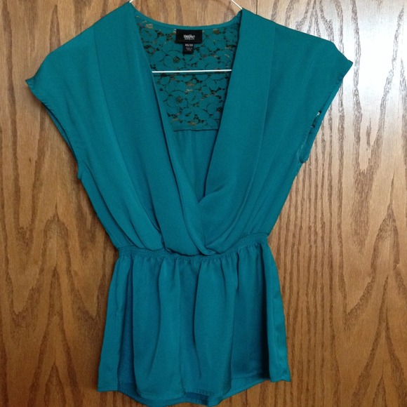 Teal plunge top