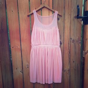 LC Lauren Conrad Peach micro polka dot dress