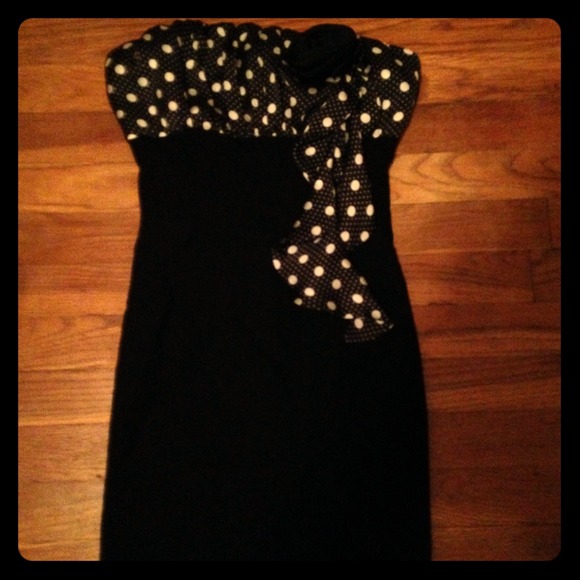 Black dress with white dots