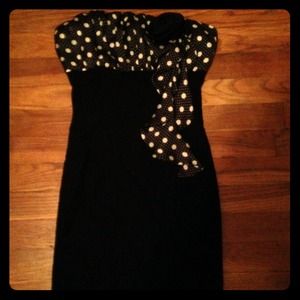 Black dress with white dots