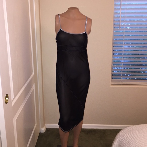 Joy Li Sheer Black Layering Slip Dress - Picture 2 of 4