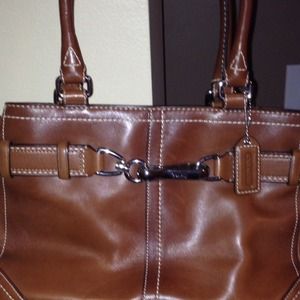 Brown leather coach purse