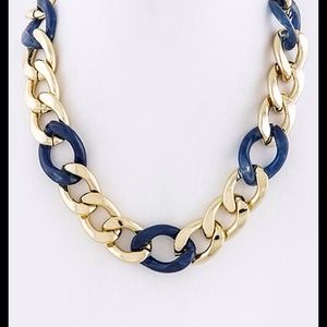 Blue & Gold Link Necklace-1 DAY SALE