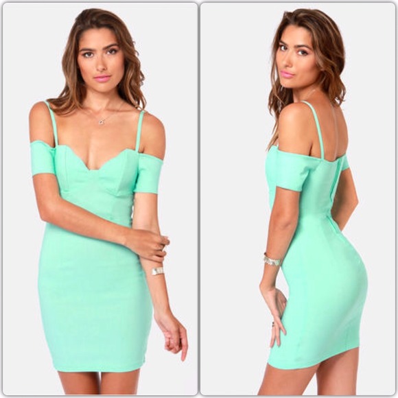 Strappily Ever After Off-the-Shoulder Mint Dress