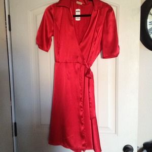 Red Silk Wrap Dress