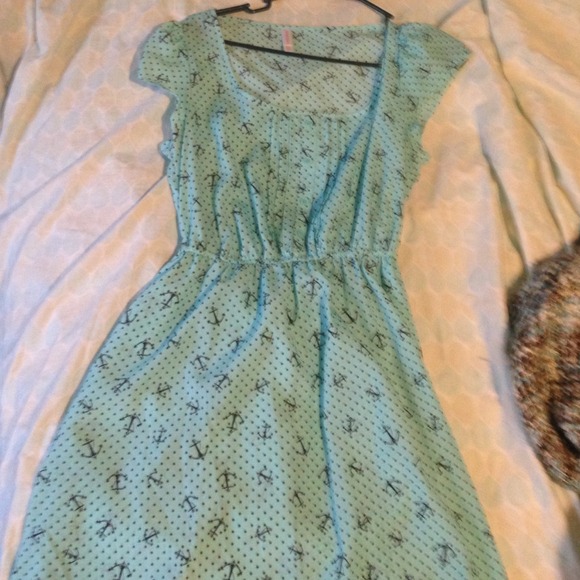 Blue anchor baby doll dress