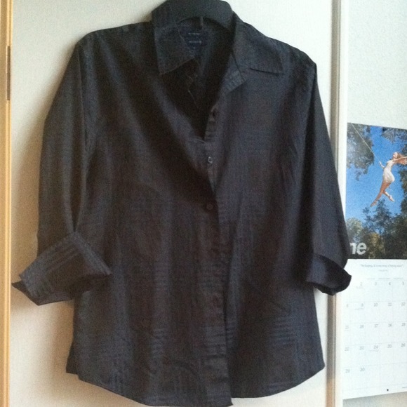 Navy blue plaid dress shirt