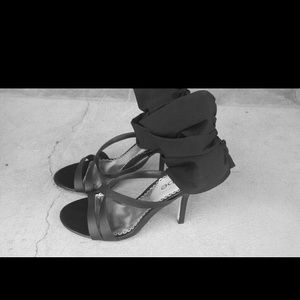 Bebe heels   black Flocked womans size 8