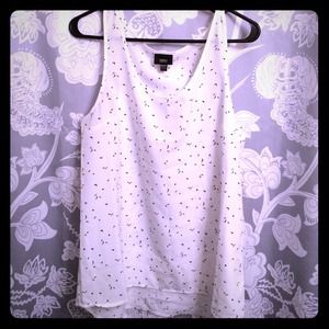 Tiny bird print cream high low tank