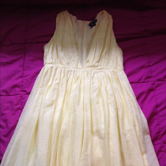 Wet seal yellow low v cut dress