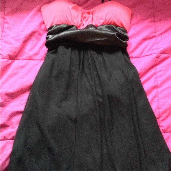 Pink and black dress.