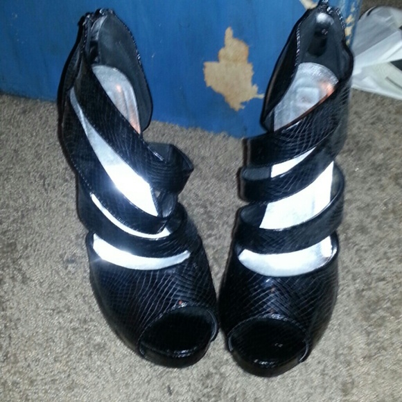 Black strappy high heels