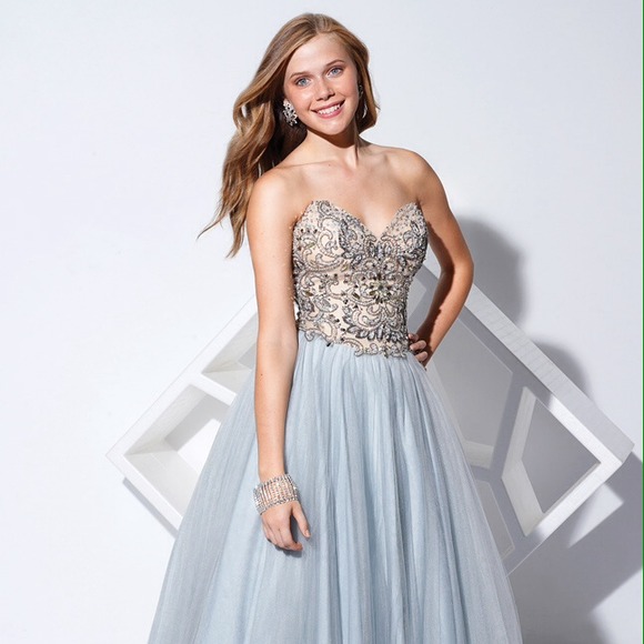 Terani Couture Silver Prom Dress