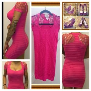 Hot pink mini dress one size fits all